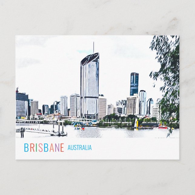 Cartão Postal Brisbane Austrália skyline funky moderno viagem (Frente)