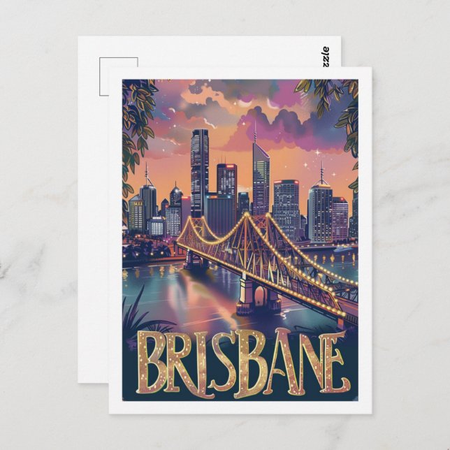 Cartão Postal Brisbane, Austrália Vintage, famosa Viagem (Frente/Verso)