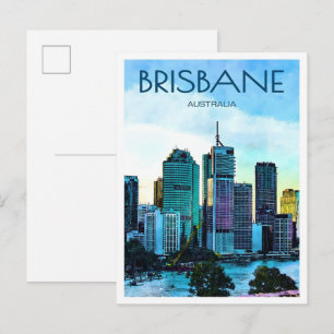 Cartão Postal Brisbane Cidade Austrália Viagem Vintage