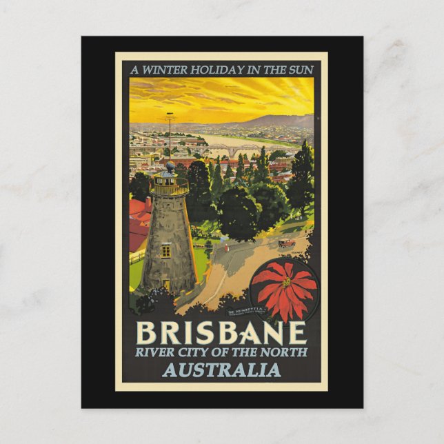 Cartão Postal Brisbane, poster de viagens da Austrália (Frente)