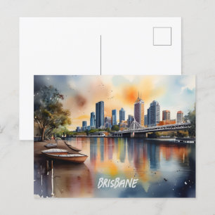 Cartão Postal Brisbane watercolor art