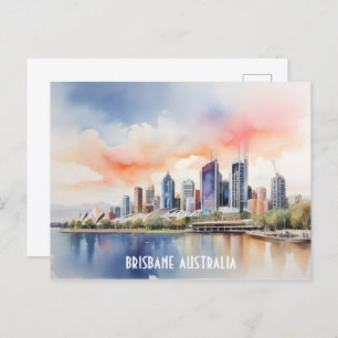 Cartão Postal Brisbane watercolor art