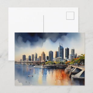 Cartão Postal Brisbane watercolor art