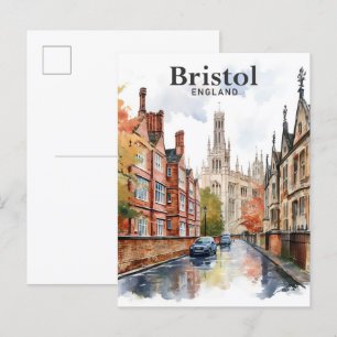 Cartão Postal Bristol England Watercolor Viagem