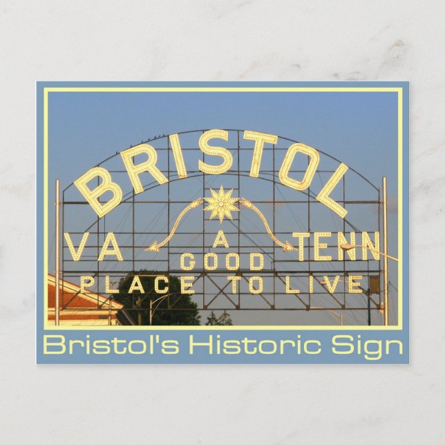 Cartão Postal Bristol, VA e TN - Sinal histórico (Frente)