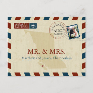 Cartão Postal British Columbia Airmail   Casamento Obrigado
