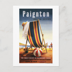 Cartão Postal British Railways Beach Cadeira e Ball Poster