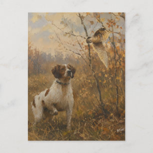 Cartão Postal Brittany Spaniel – Caça à Galinhola Arte