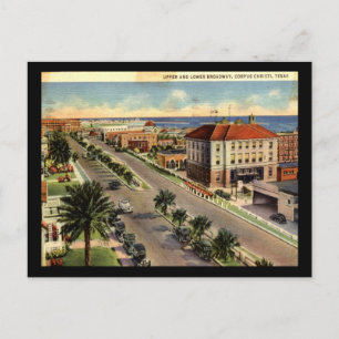 Cartão Postal Broadway, Corpus Christi Texas Vintage