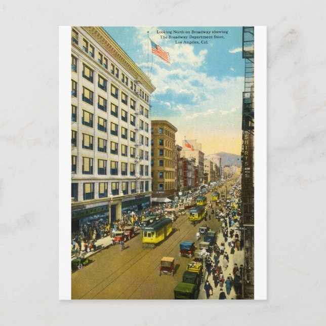 Cartão Postal Broadway, Los Angeles 1916 Vintage (Frente)
