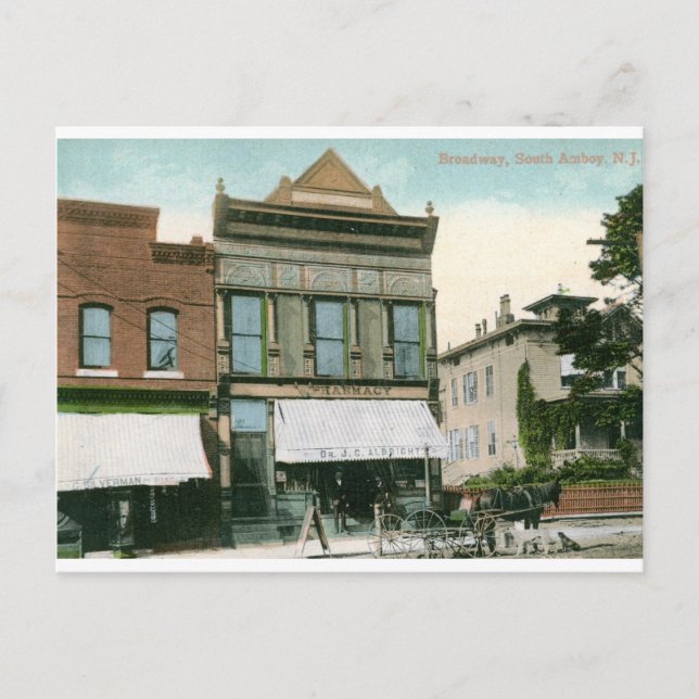 Cartão Postal Broadway, South Amboy, NJ 1910 Vintage (Frente)