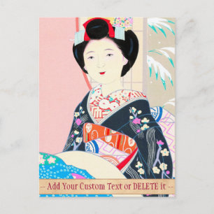 Cartão Postal Brocade de Kyoto, Quatro Folhas - Mulher japonesa