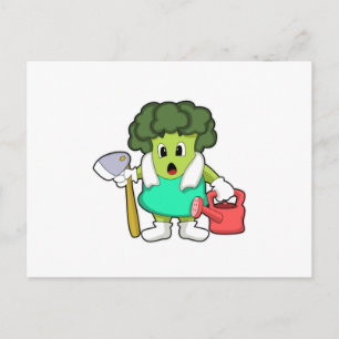 Cartão Postal Brócolis como Fazendeiro com Regador