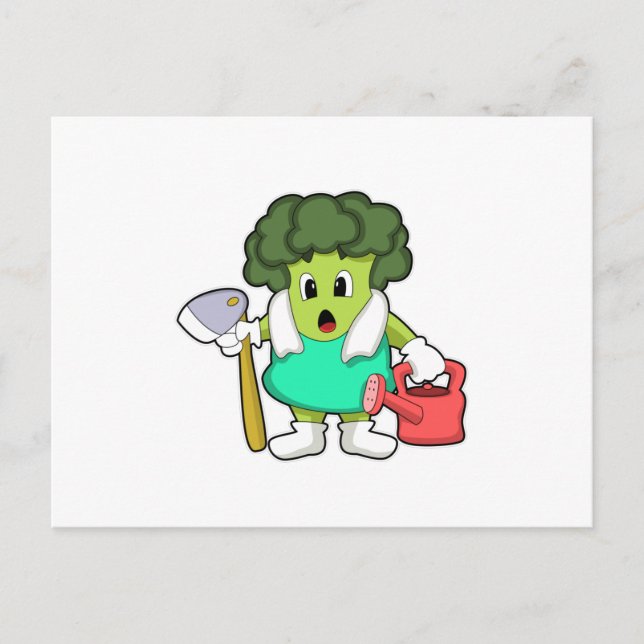 Cartão Postal Brócolis como Fazendeiro com Regador (Frente)