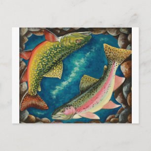 Cartão Postal Brook Trout e Rainbow Trout