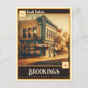 Cartão Postal Brookings, Dakota do Sul   Vintage