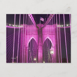 Cartão Postal Brooklyn Bridge Lit Purple