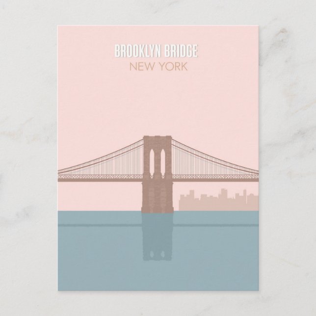 Cartão Postal Brooklyn Bridge New York Minimalist Art (Frente)