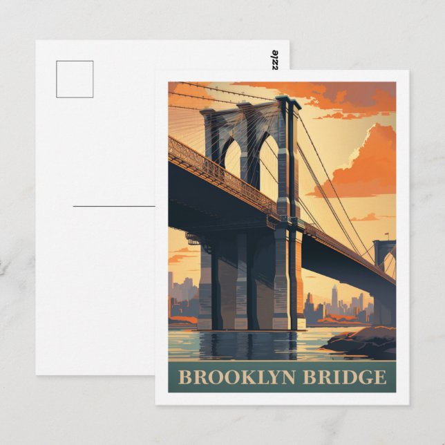 Cartão Postal Brooklyn Bridge New York USA Famoso Viagem (Frente/Verso)