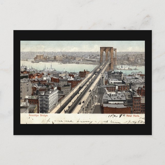 Cartão Postal Brooklyn Bridge NY 1907 Vintage (Frente)