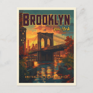 Cartão Postal Brooklyn Bridge Sunrise - Uma Viagens vintage