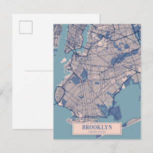 Cartão Postal Brooklyn Estados Unidos Mapa da Cidade Ventosa Via