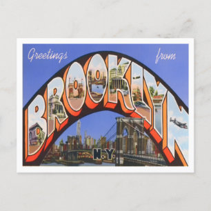 Cartão Postal Brooklyn, New York Vintage Letras Grandes
