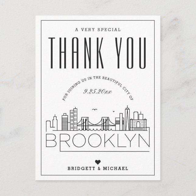 Cartão Postal Brooklyn Wedding | Obrigados para o próximo! Cartã (Frente)