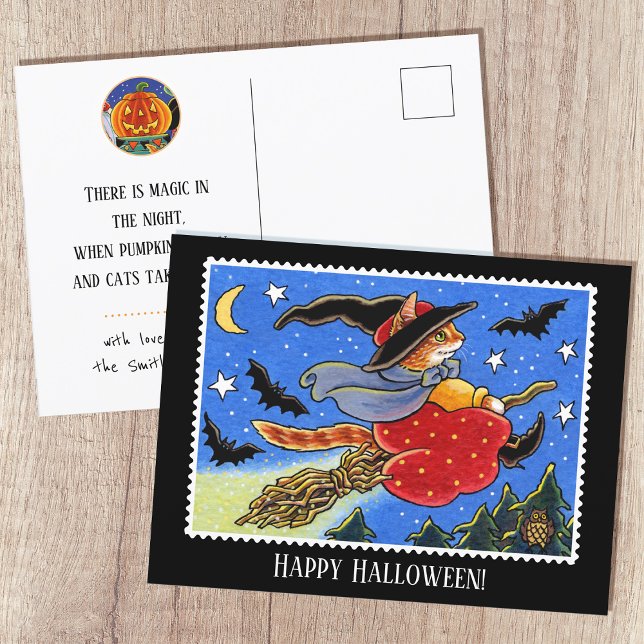 Cartão Postal Broomstick de bruxa de Halloween Personalizado (Criador carregado)