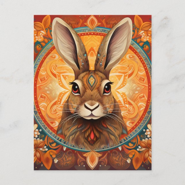 Cartão Postal Brown eyed Solarpunk Bunny (Frente)