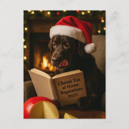 Cartão Postal Brown Labrador 'Cheese Tax' Christmas postcard
