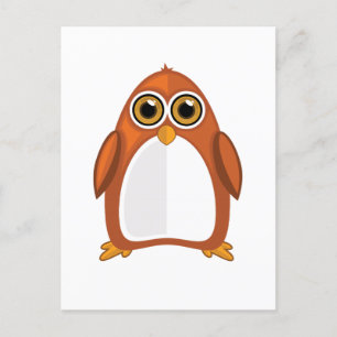 Cartão Postal Brown Orange Penguin