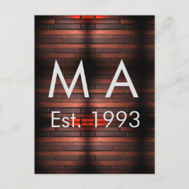 Cartão Postal Brown rustic brick stone add name letter year date