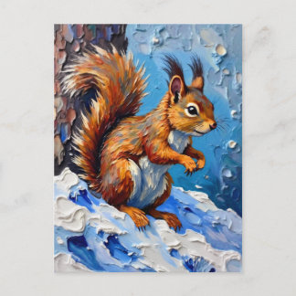 Cartão Postal Brown Squirrel in the Snow