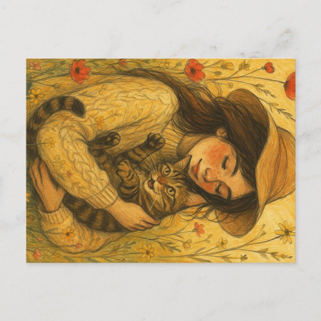 Cartão Postal Brown Tabby Cat Mãe (Frente)