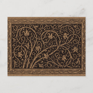 Cartão Postal Brown Tooling Leather Art Nouveau Floral