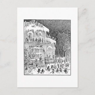 Cartão Postal Brownies Decorating House para o inverno