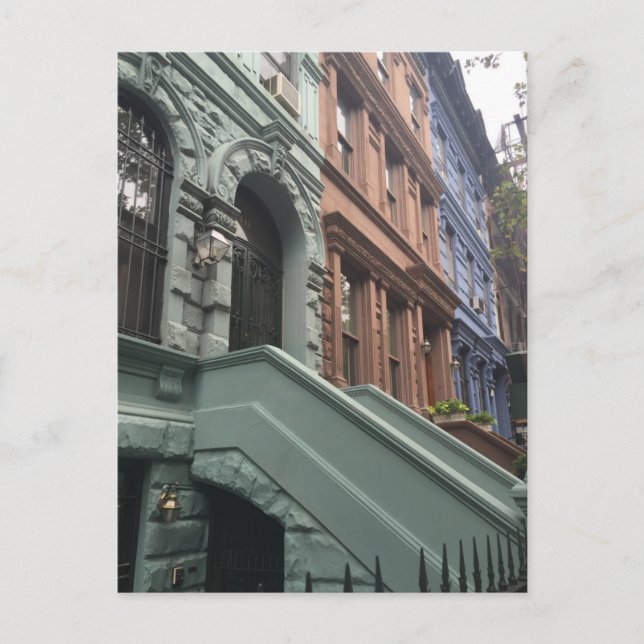 Cartão Postal Brownstones Upper West Side Nova Iorque NYC (Frente)