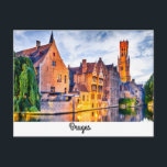 Cartão Postal Bruges<br><div class="desc">BRUGES,  BÉLGICA Paisagem com canal de água em Bruges,  "Veneza do Norte",  paisagem urbana da Flandres,  Bélgica.</div>