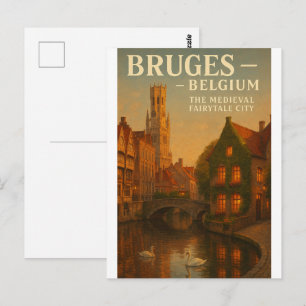 Cartão Postal Bruges, Bélgica – A Cidade de Conto de Fadas Medie