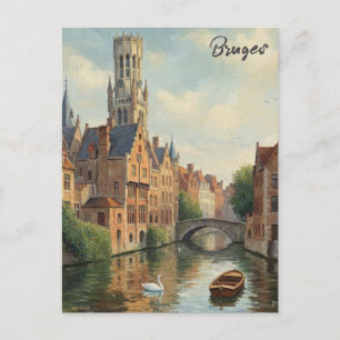 Cartão Postal Bruges Bélgica Viagem Lembrança Vintage