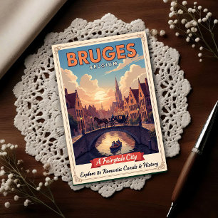 Cartão Postal Bruges, Bélgica, Viagens Antigas dos Anos 60