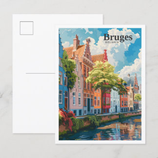 Cartão Postal Bruges Belgium Art Viagens vintage