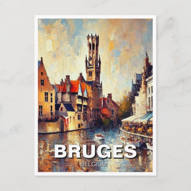 Cartão Postal Bruges Belgium Viagem Souvenir Pintura (Frente)