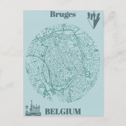 Cartão Postal Bruges map