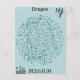 Cartão Postal Bruges map