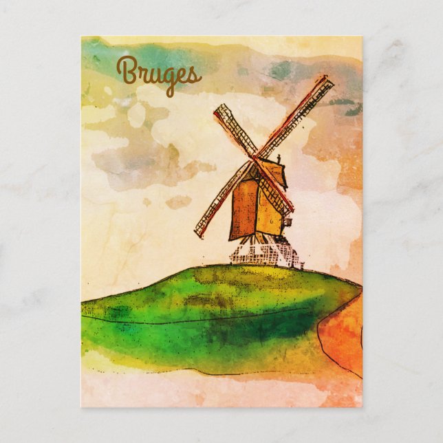 Cartão Postal Bruges Windmill (Frente)