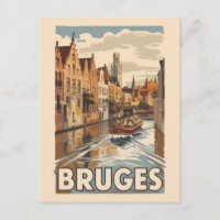 Brujas Ilustração Bélgica Arte Viagem Vintage