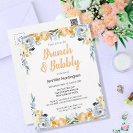 Cartão Postal Brunch & Bubbly Chá de Noiva Floral Boho