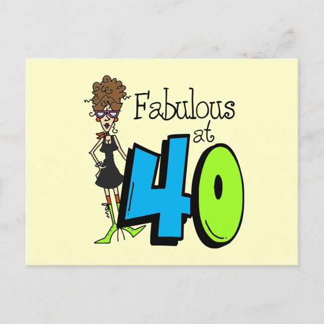 Cartão Postal Brunette Fabulous aos 40 de aniversário (Frente)